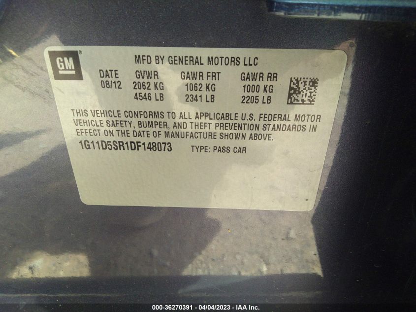 2013 CHEVROLET MALIBU ECO - 1G11D5SR1DF148073