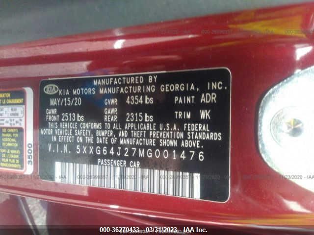 2021 KIA K5 GT-LINE - 5XXG64J27MG001476
