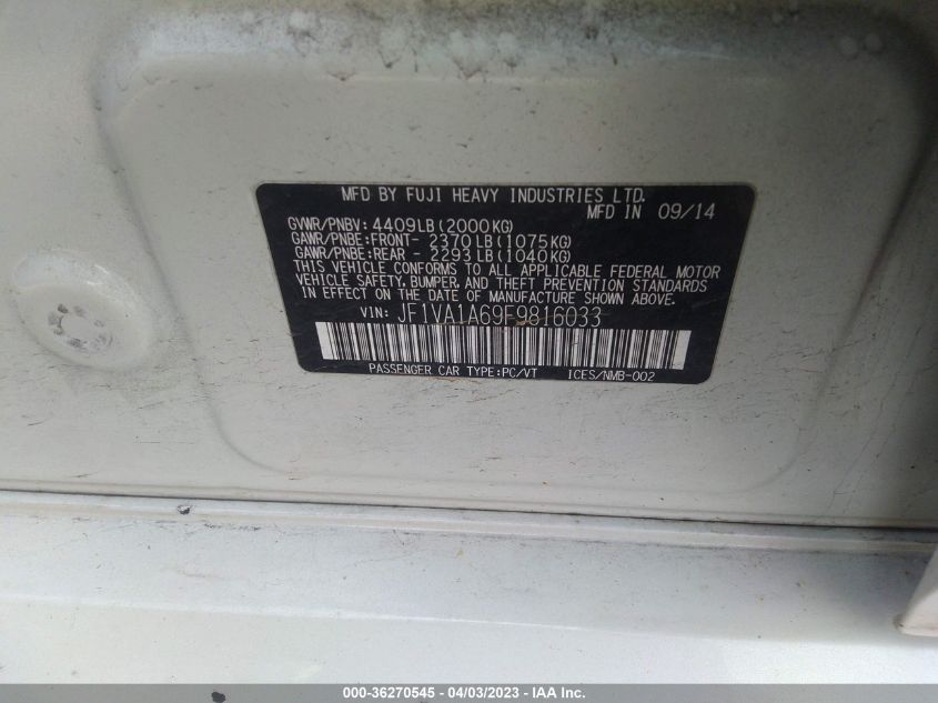 2015 SUBARU WRX - JF1VA1A69F9816033