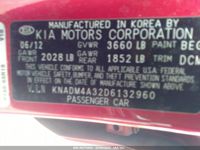 2013 KIA RIO LX - KNADM4A32D6132960