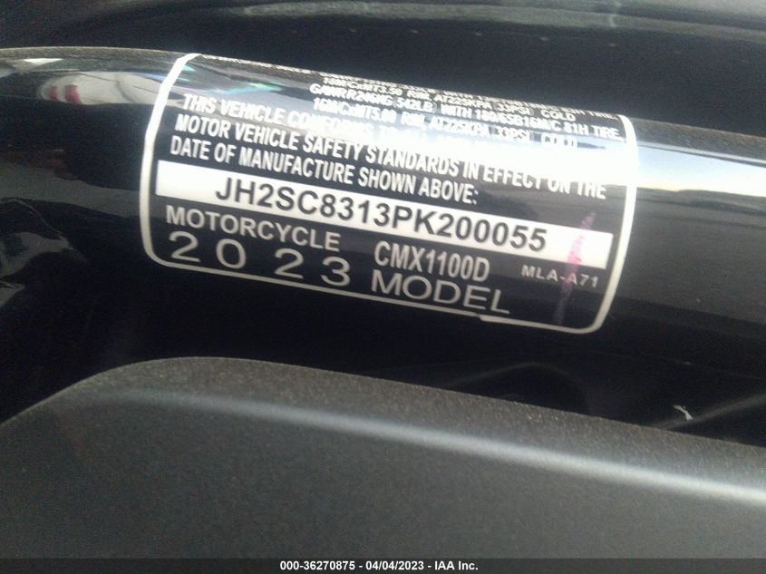2023 HONDA CMX1100 D JH2SC8313PK200055