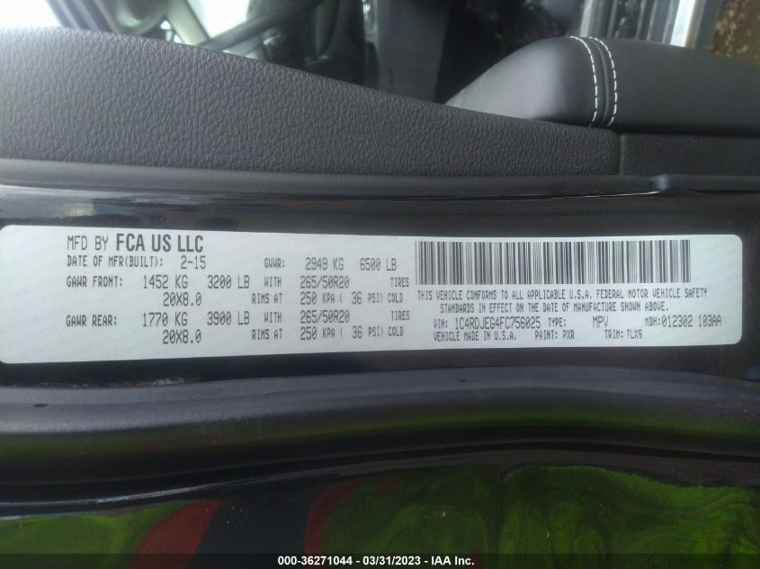 2015 DODGE DURANGO CITADEL - 1C4RDJEG4FC756025