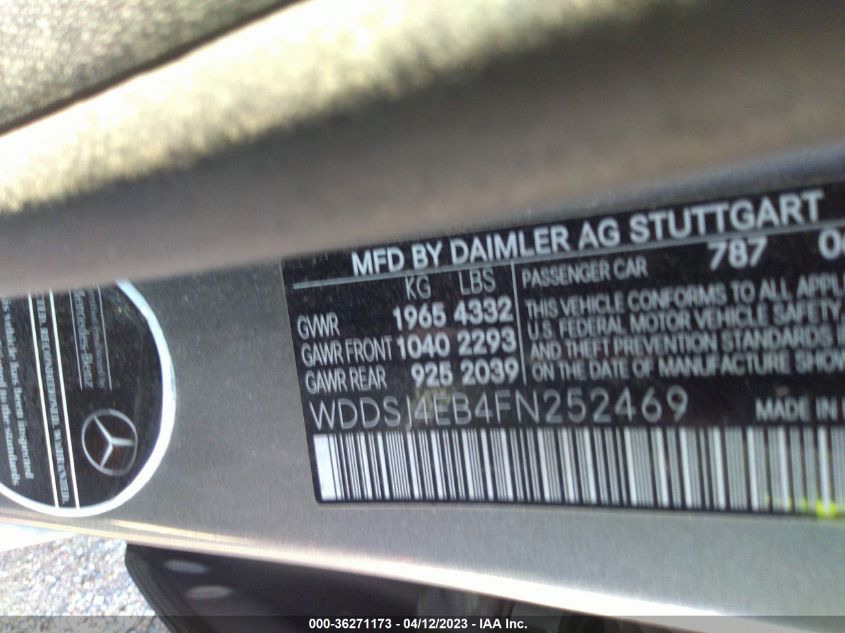 2015 MERCEDES-BENZ CLA-CLASS CLA 250 - WDDSJ4EB4FN252469
