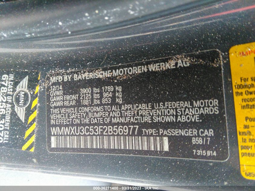 2015 MINI HARDTOP COOPER S - WMWXU3C53F2B56977