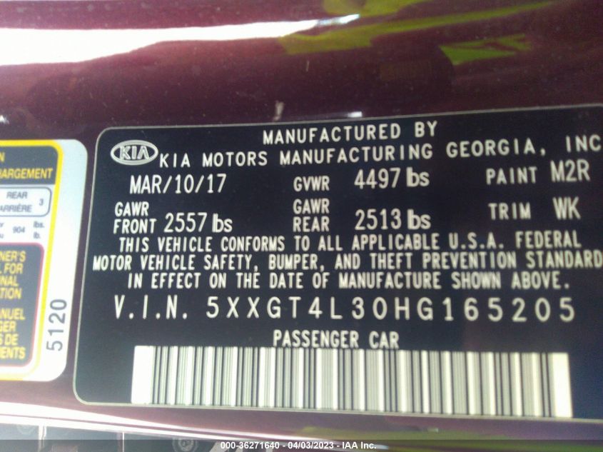 2017 KIA OPTIMA LX - 5XXGT4L30HG165205