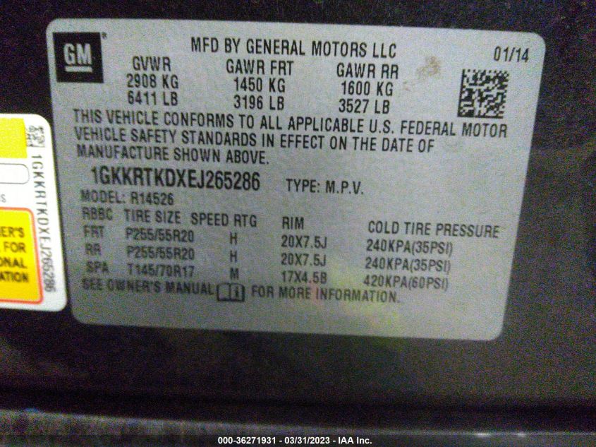 2014 GMC ACADIA DENALI - 1GKKRTKDXEJ265286