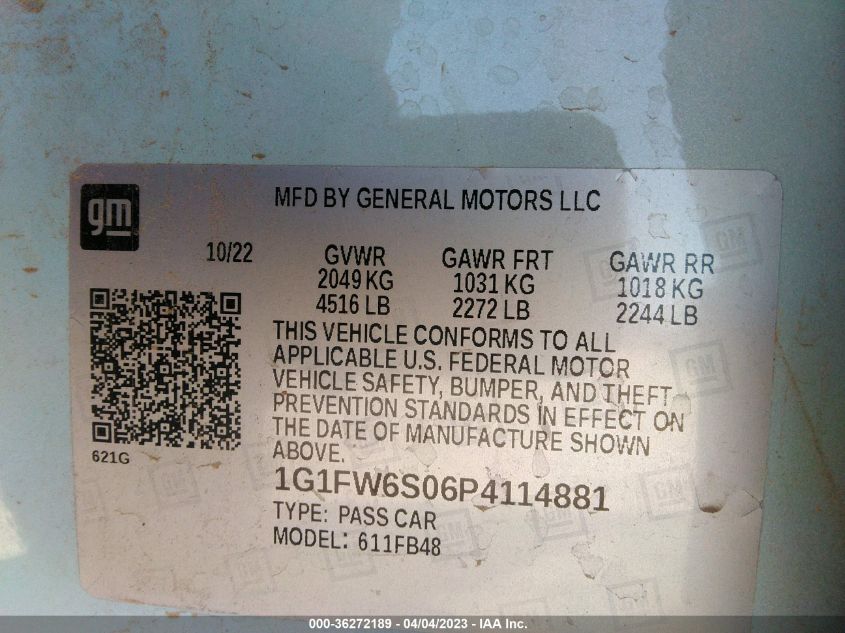2023 CHEVROLET BOLT EV 1LT - 1G1FW6S06P4114881