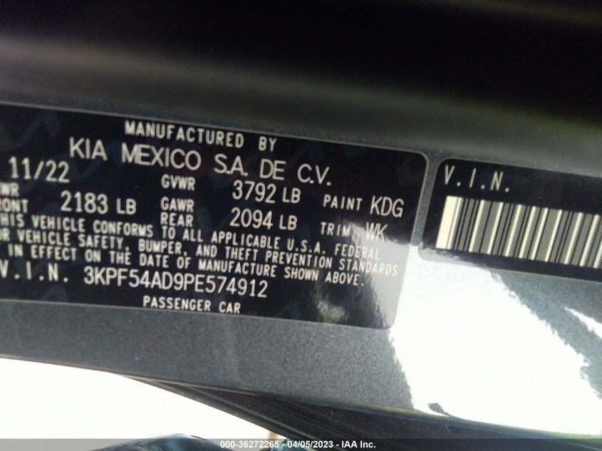 2023 KIA FORTE GT-LINE - 3KPF54AD9PE574912