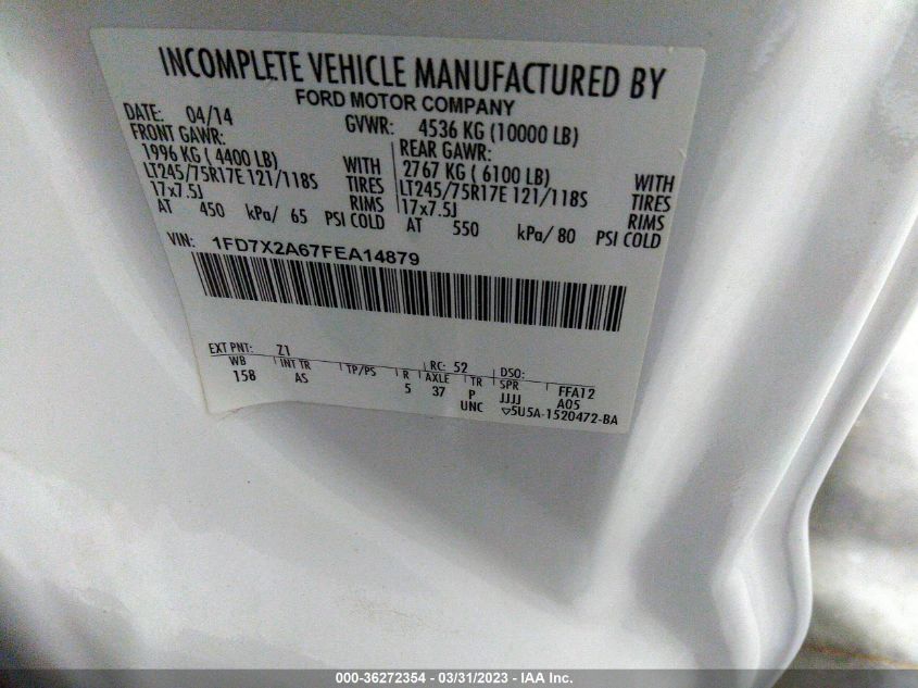 2015 FORD SUPER DUTY F-250 SRW XL/XLT - 1FD7X2A67FEA14879