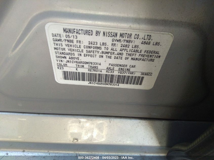 2013 INFINITI G37 SEDAN X - JN1CV6AR0DM763314