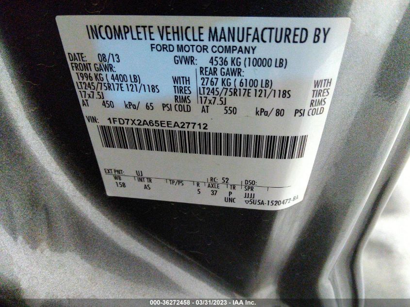 2014 FORD SUPER DUTY F-250 SRW XL/XLT - 1FD7X2A65EEA27712