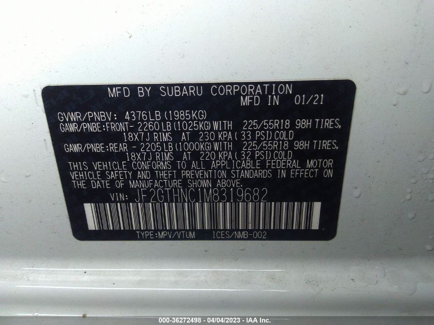 2021 SUBARU CROSSTREK LIMITED - JF2GTHNC1M8319682