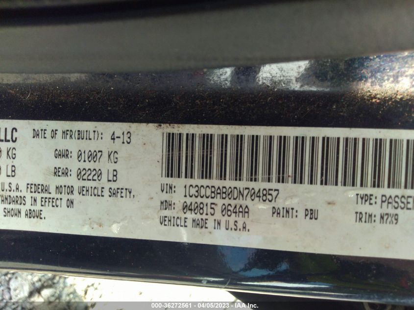 2013 CHRYSLER 200 LX - 1C3CCBAB0DN704857