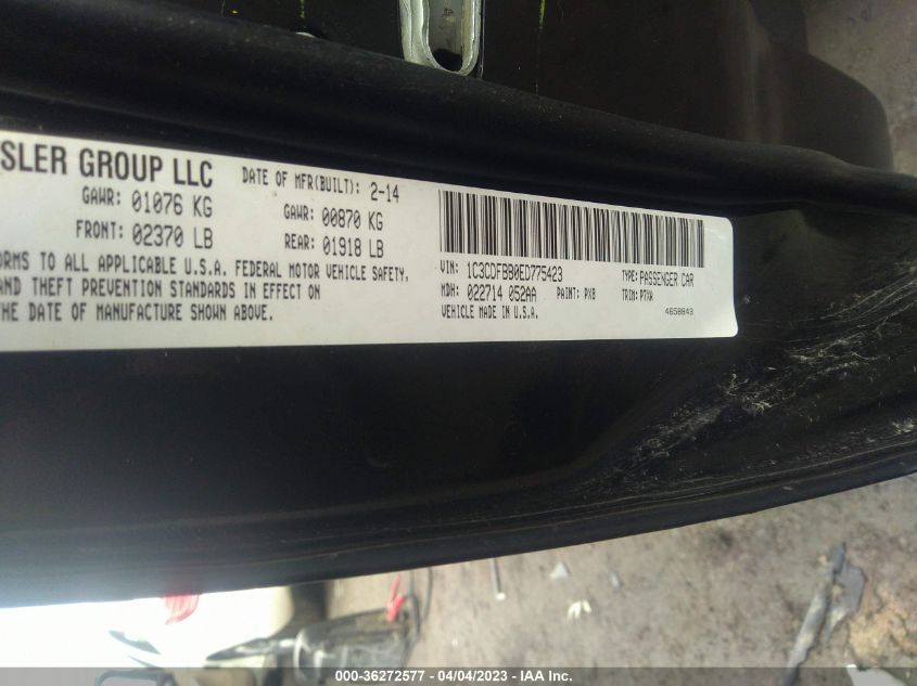 2014 DODGE DART SXT - 1C3CDFBB0ED775423