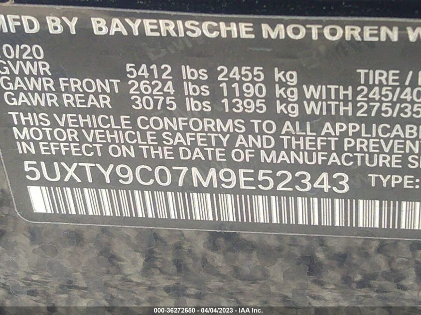 2021 BMW X3 M40I - 5UXTY9C07M9E52343