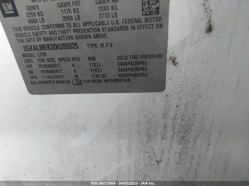 2013 GMC TERRAIN SLE - 2GKALMEK3D6289325