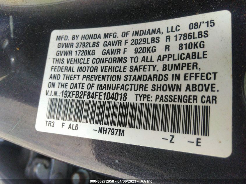2015 HONDA CIVIC SEDAN EX - 19XFB2F84FE104018