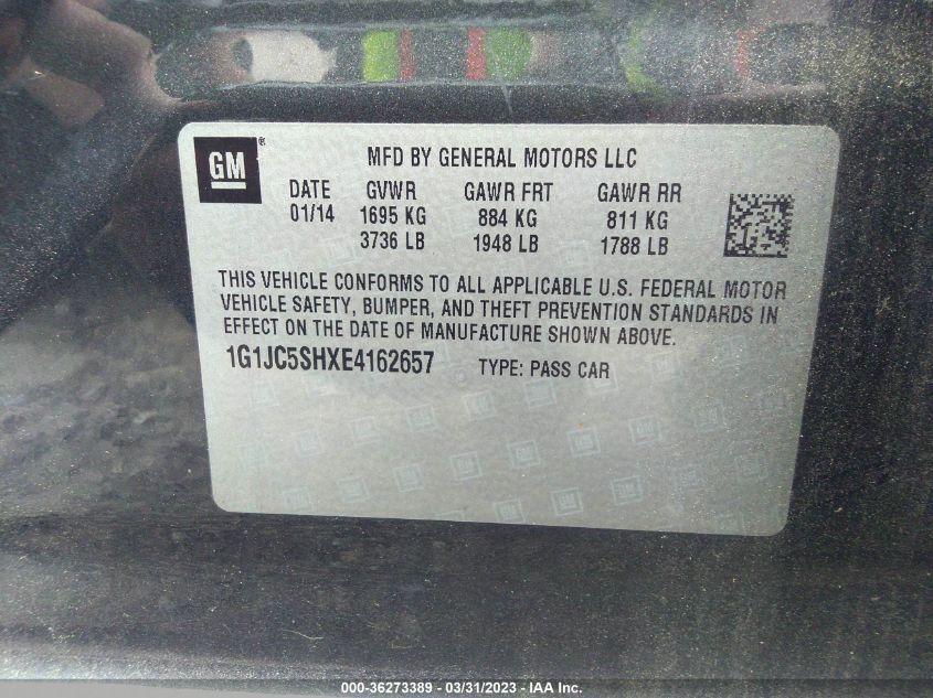 2014 CHEVROLET SONIC LT - 1G1JC5SHXE4162657