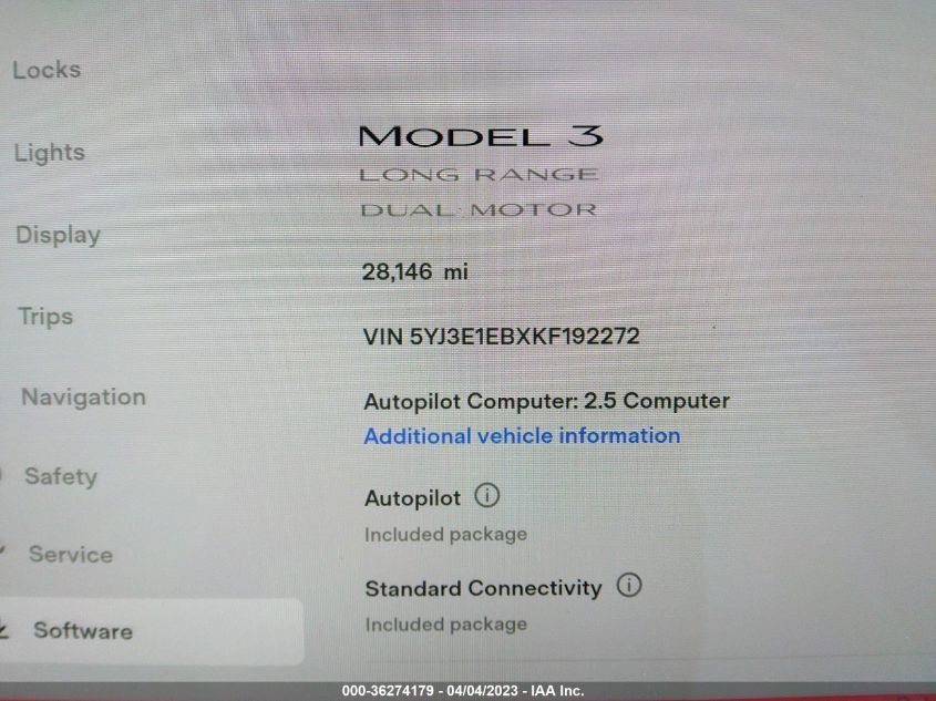 2019 TESLA MODEL 3 LONG RANGE/PERFORMANCE - 5YJ3E1EBXKF192272