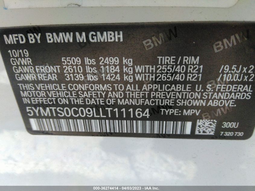 2020 BMW X3 M COMPETITION - 5YMTS0C09LLT11164