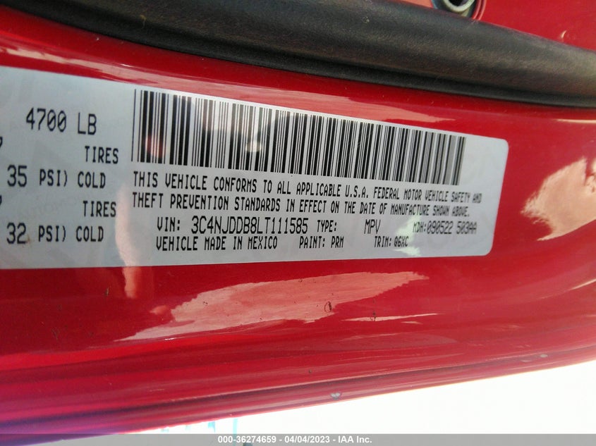 VIN 3C4NJDDB8LT111585 2020 JEEP COMPASS TRAILHAWK