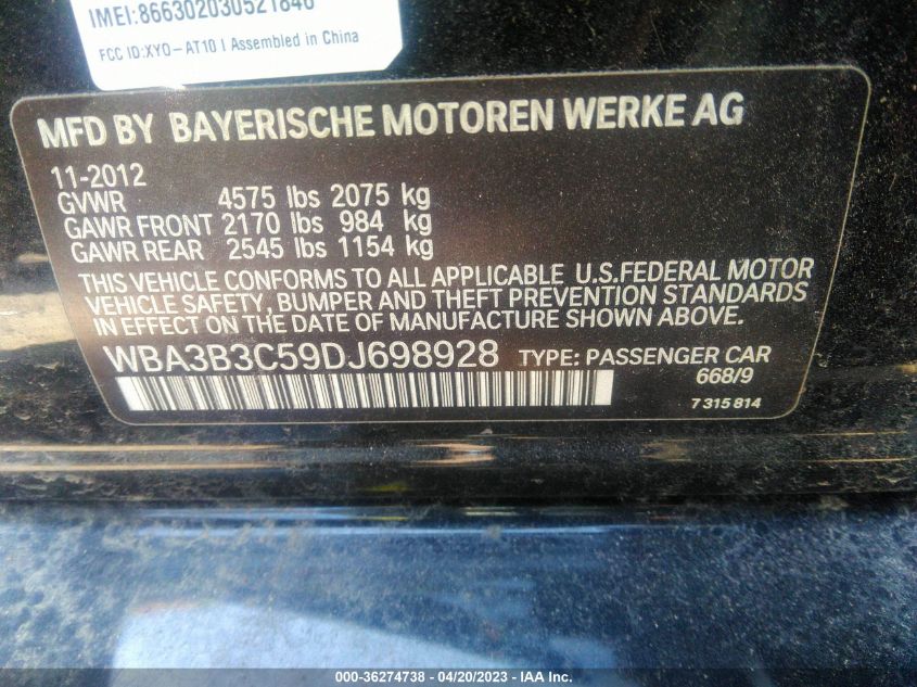 2013 BMW 3 SERIES 328I XDRIVE - WBA3B3C59DJ698928