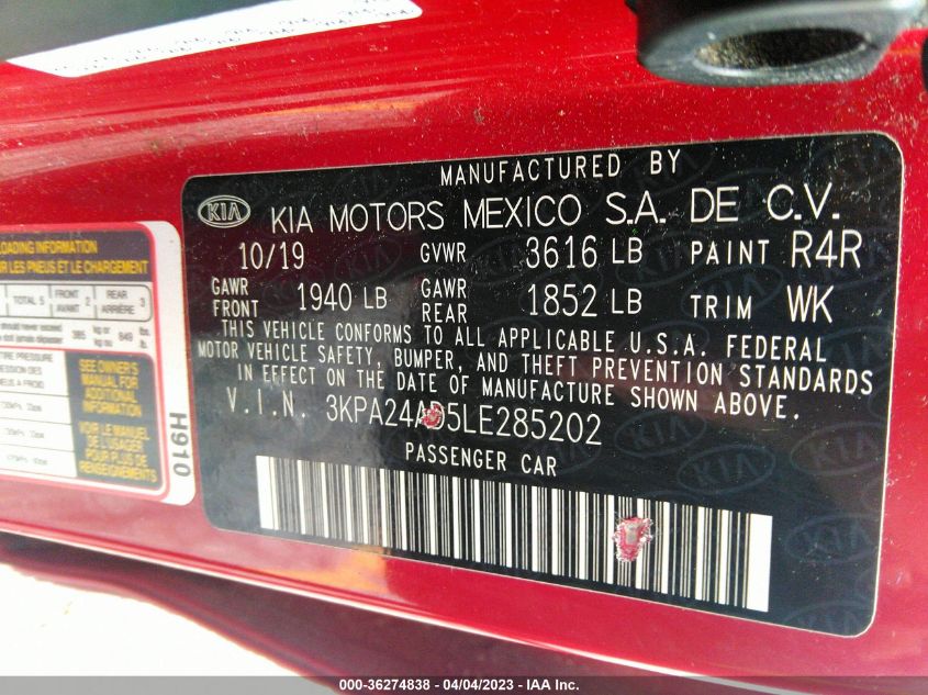 2020 KIA RIO S - 3KPA24AD5LE285202