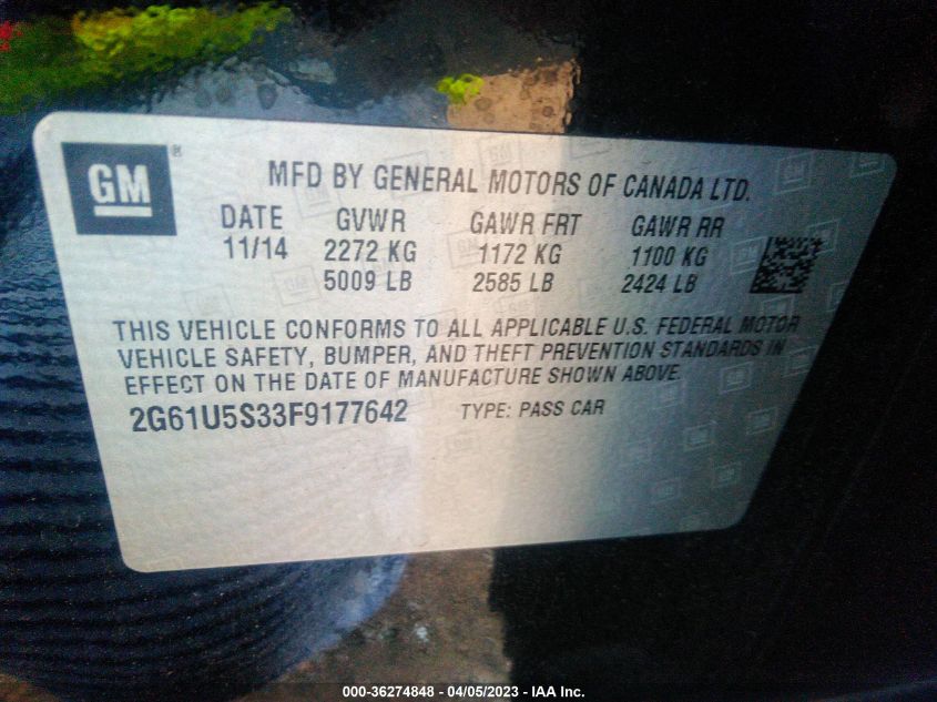 2015 CADILLAC XTS LIVERY PACKAGE - 2G61U5S33F9177642