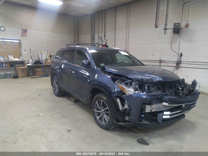 2019 TOYOTA HIGHLANDER HYBRID XLE - 5TDJGRFH1KS078126