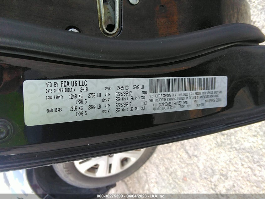 VIN 3C4PDCAB6JT302157 2018 DODGE JOURNEY SE