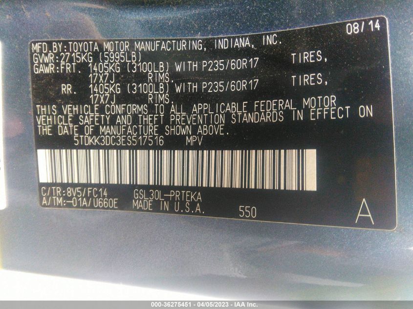 2014 TOYOTA SIENNA LE - 5TDKK3DC3ES517516