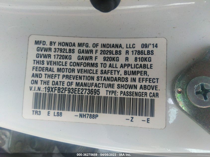 2014 HONDA CIVIC SEDAN EX-L - 19XFB2F93EE273695