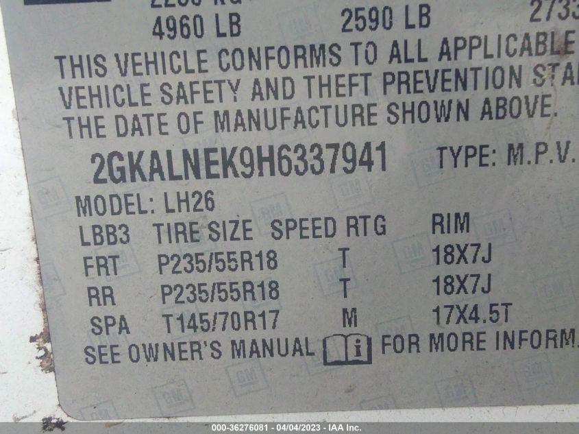 2017 GMC TERRAIN SLE - 2GKALNEK9H6337941