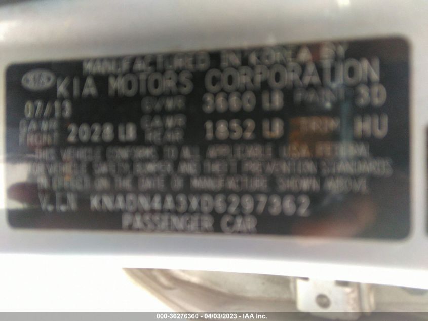 2013 KIA RIO EX - KNADN4A3XD6297362