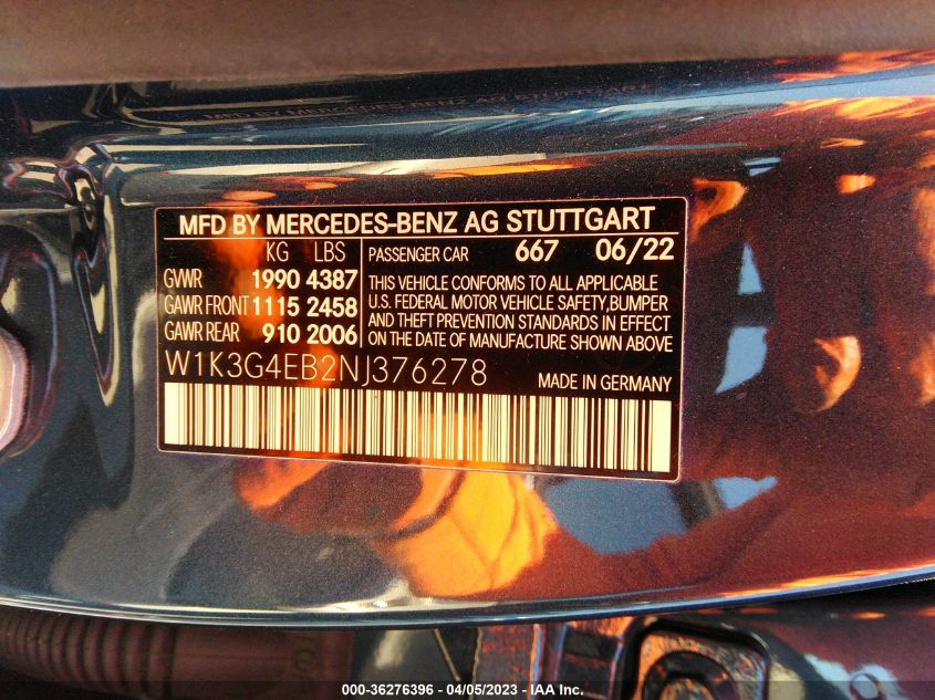 2022 MERCEDES-BENZ A-CLASS A 220 - W1K3G4EB2NJ376278