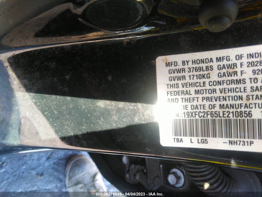 VIN 19XFC2F65LE210856 2020 HONDA CIVIC SEDAN LX