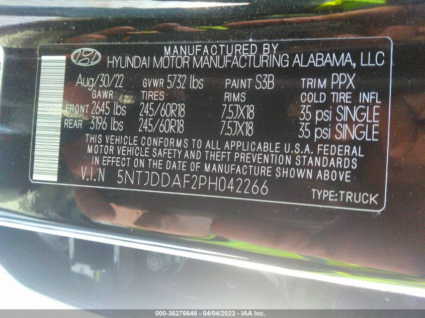 2023 HYUNDAI SANTA CRUZ SEL PREMIUM 5NTJDDAF2PH042266