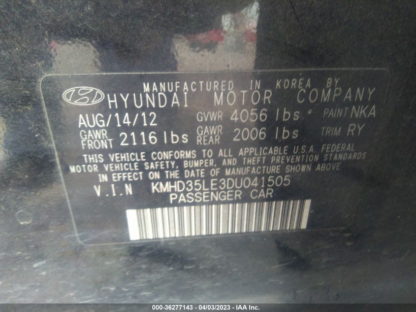 2013 HYUNDAI ELANTRA GT - KMHD35LE3DU041505