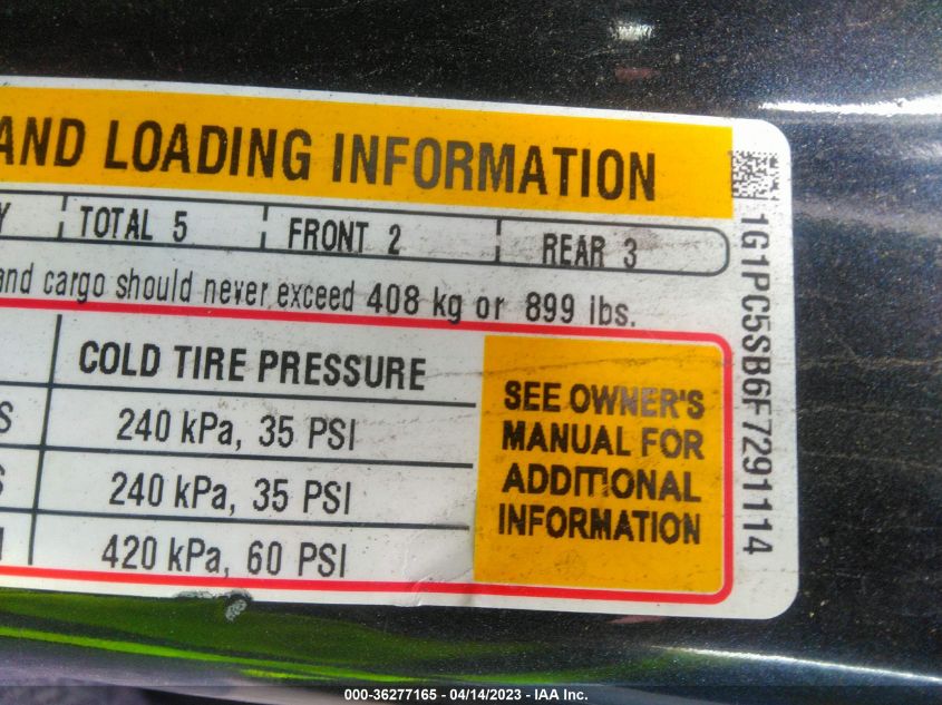 2015 CHEVROLET CRUZE LT - 1G1PC5SB6F7291114