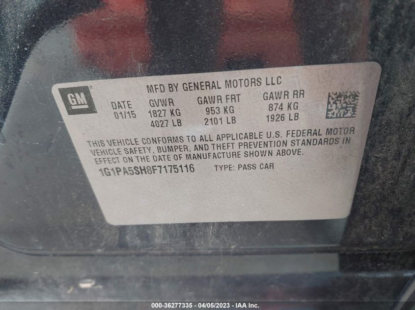 2015 CHEVROLET CRUZE LS - 1G1PA5SH8F7175116