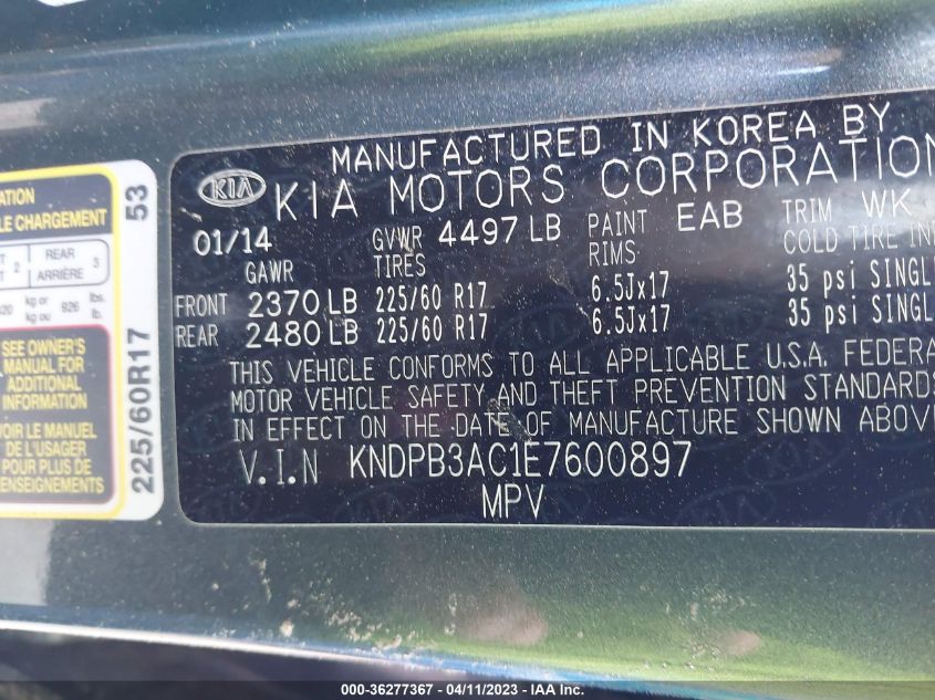2014 KIA SPORTAGE LX - KNDPB3AC1E7600897