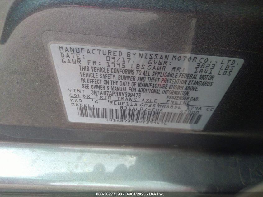 2017 NISSAN SENTRA S - 3N1AB7AP3HY399476