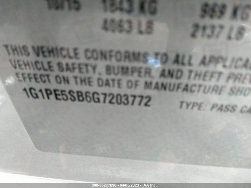 2016 CHEVROLET CRUZE LIMITED LT - 1G1PE5SB6G7203772