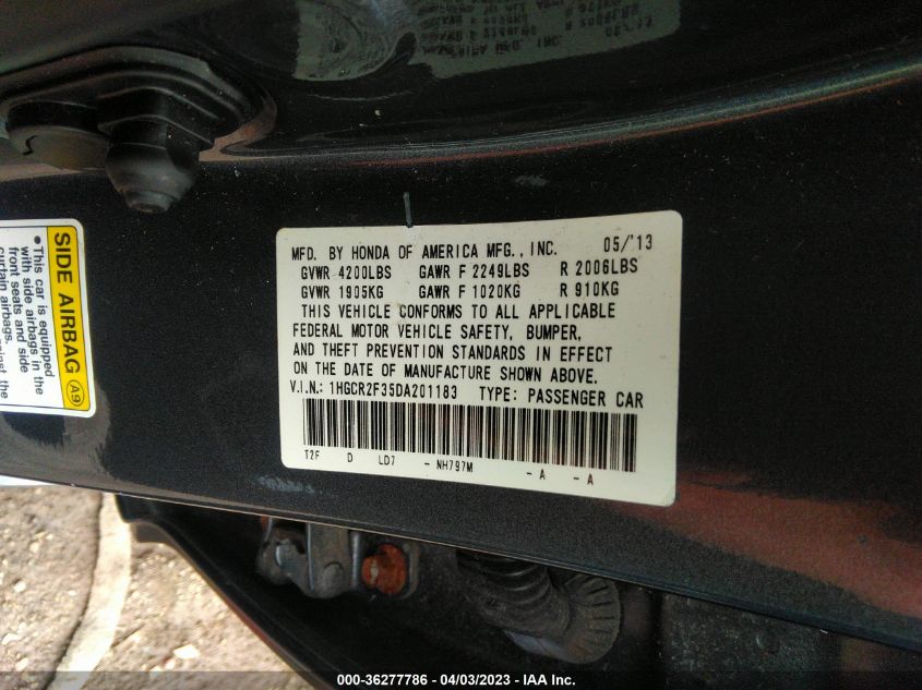 2013 HONDA ACCORD LX - 1HGCR2F35DA201183