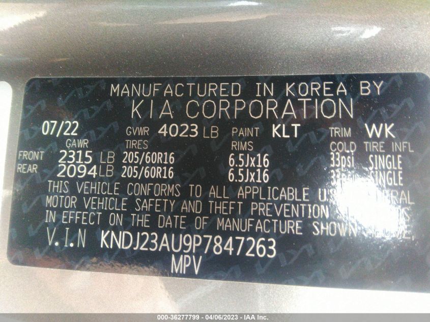2023 KIA SOUL S - KNDJ23AU9P7847263