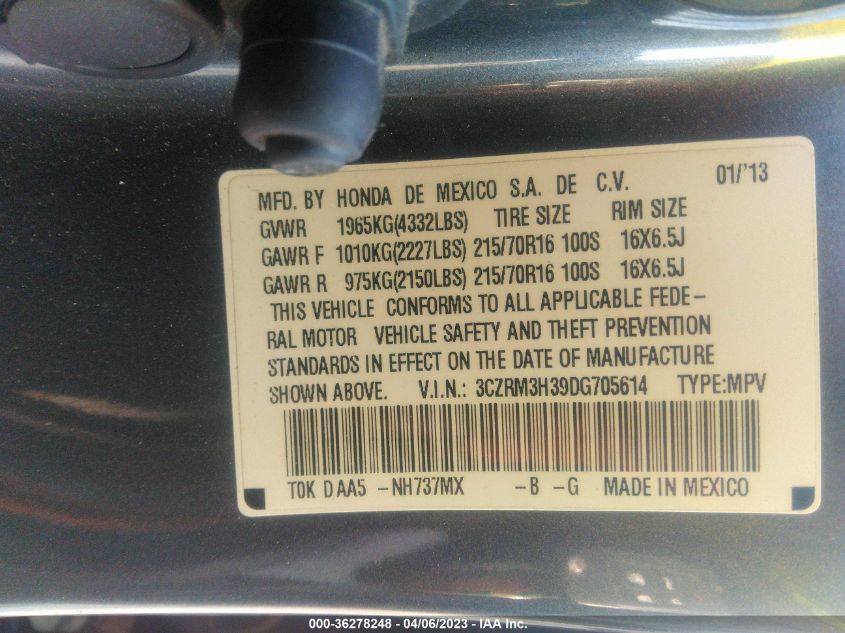 2013 HONDA CR-V LX - 3CZRM3H39DG705614