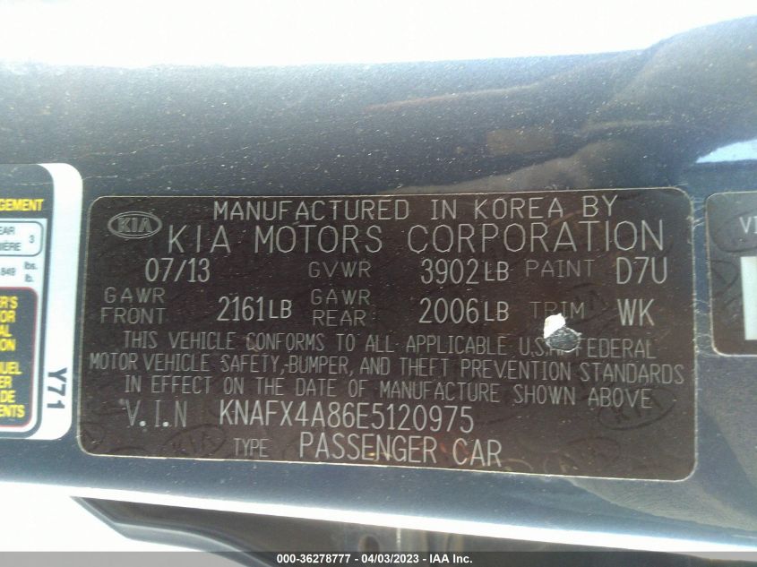 2014 KIA FORTE EX - KNAFX4A86E5120975