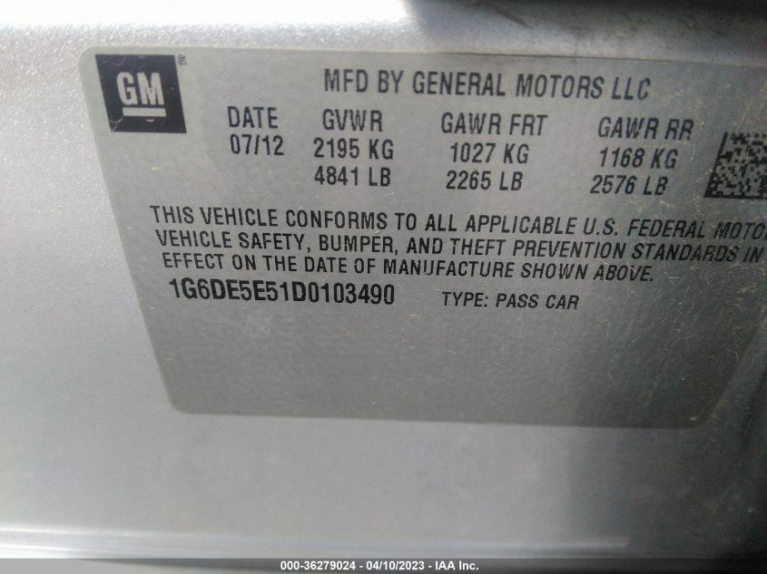 2013 CADILLAC CTS SEDAN LUXURY - 1G6DE5E51D0103490