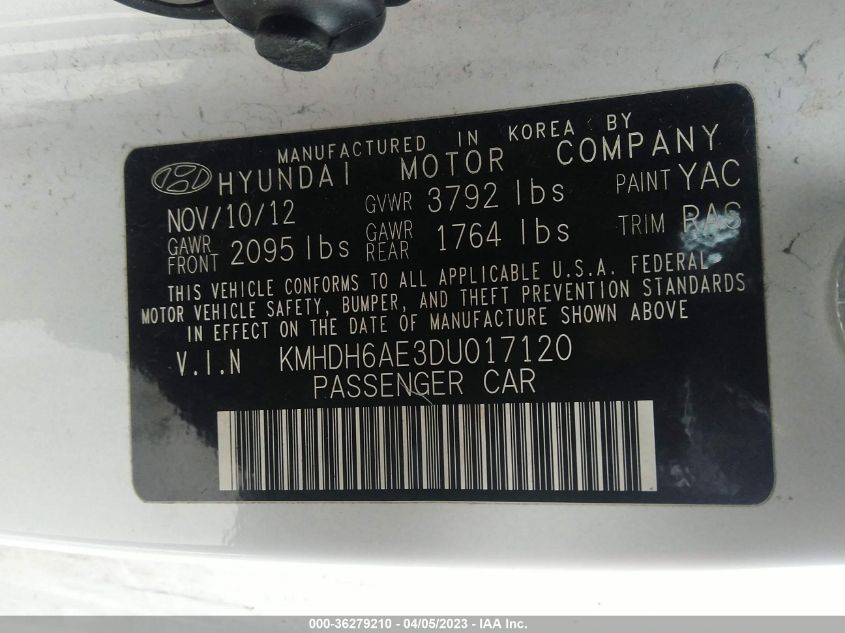 2013 HYUNDAI ELANTRA COUPE GS - KMHDH6AE3DU017120
