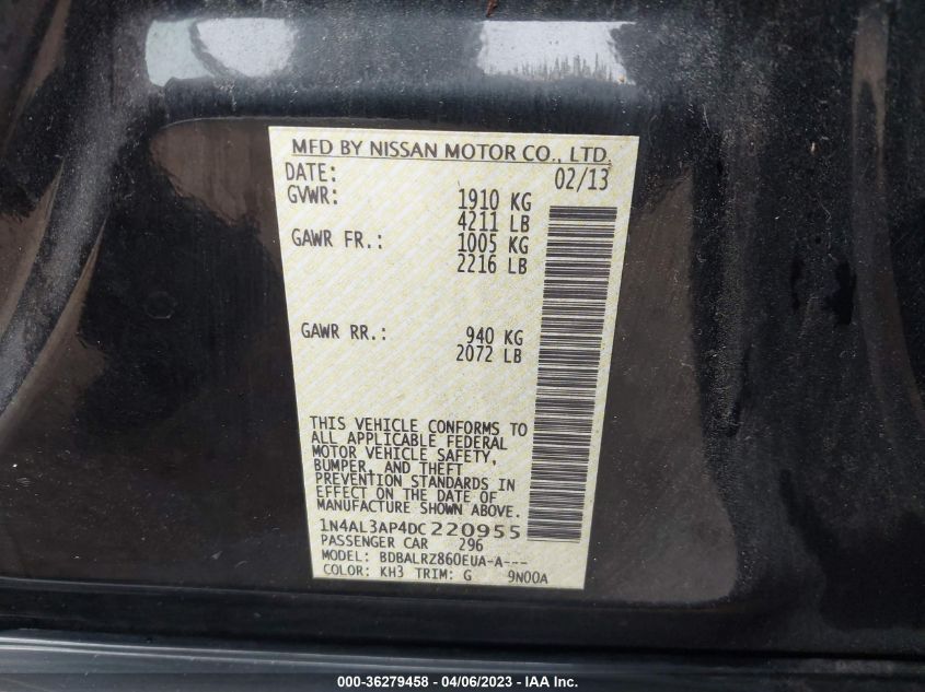 2013 NISSAN ALTIMA 2.5 S - 1N4AL3AP4DC220955